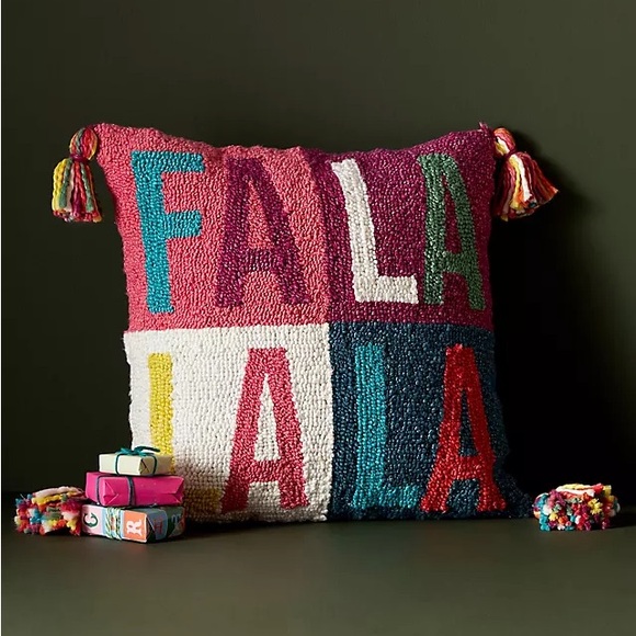 Anthropologie Other - Anthropologie Season’s Greetings “Fa La La” Pillow
